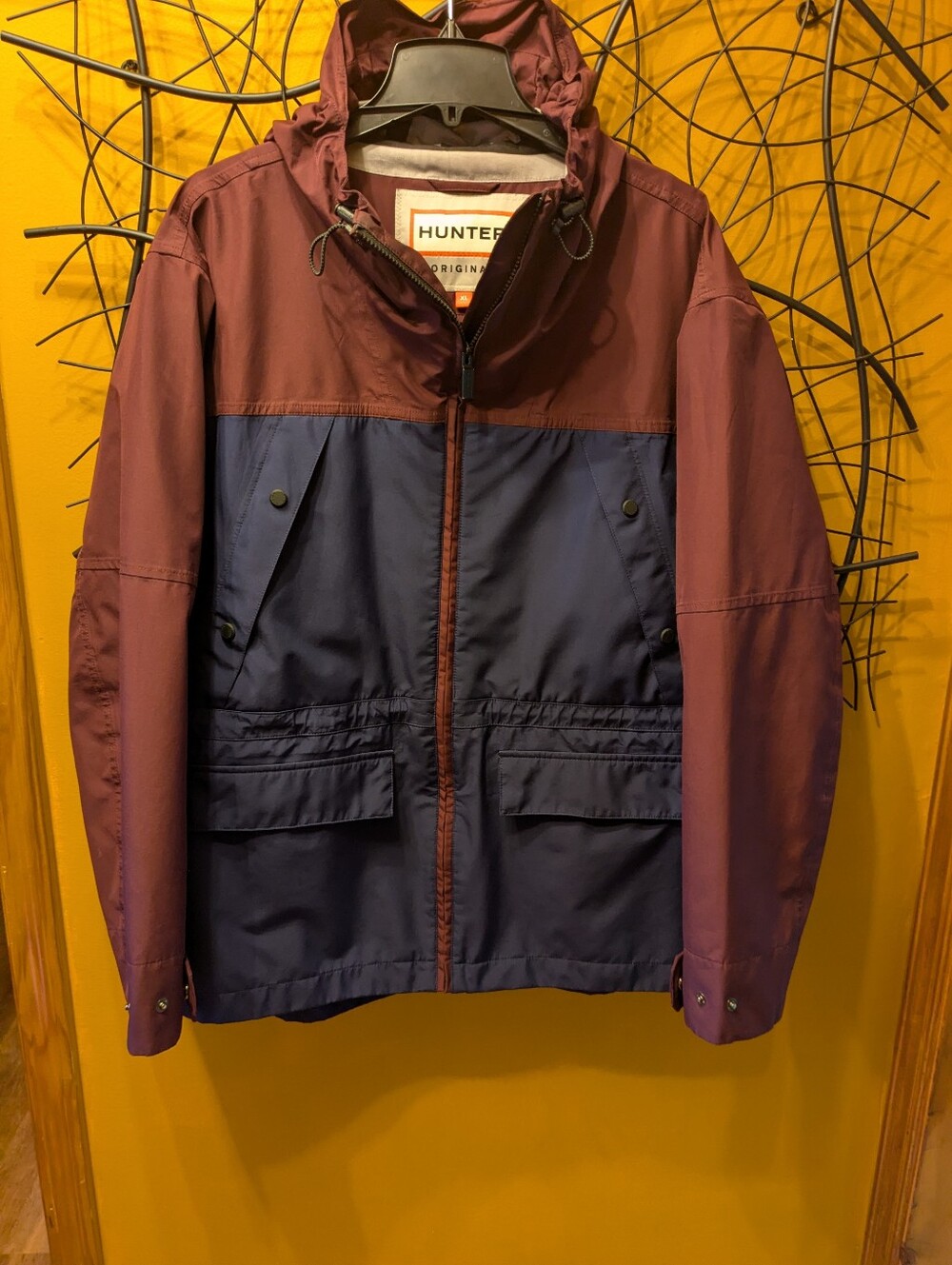 Hunter Original Lightweight Waterproof Rain Jacket-Colorblock Burgundy
